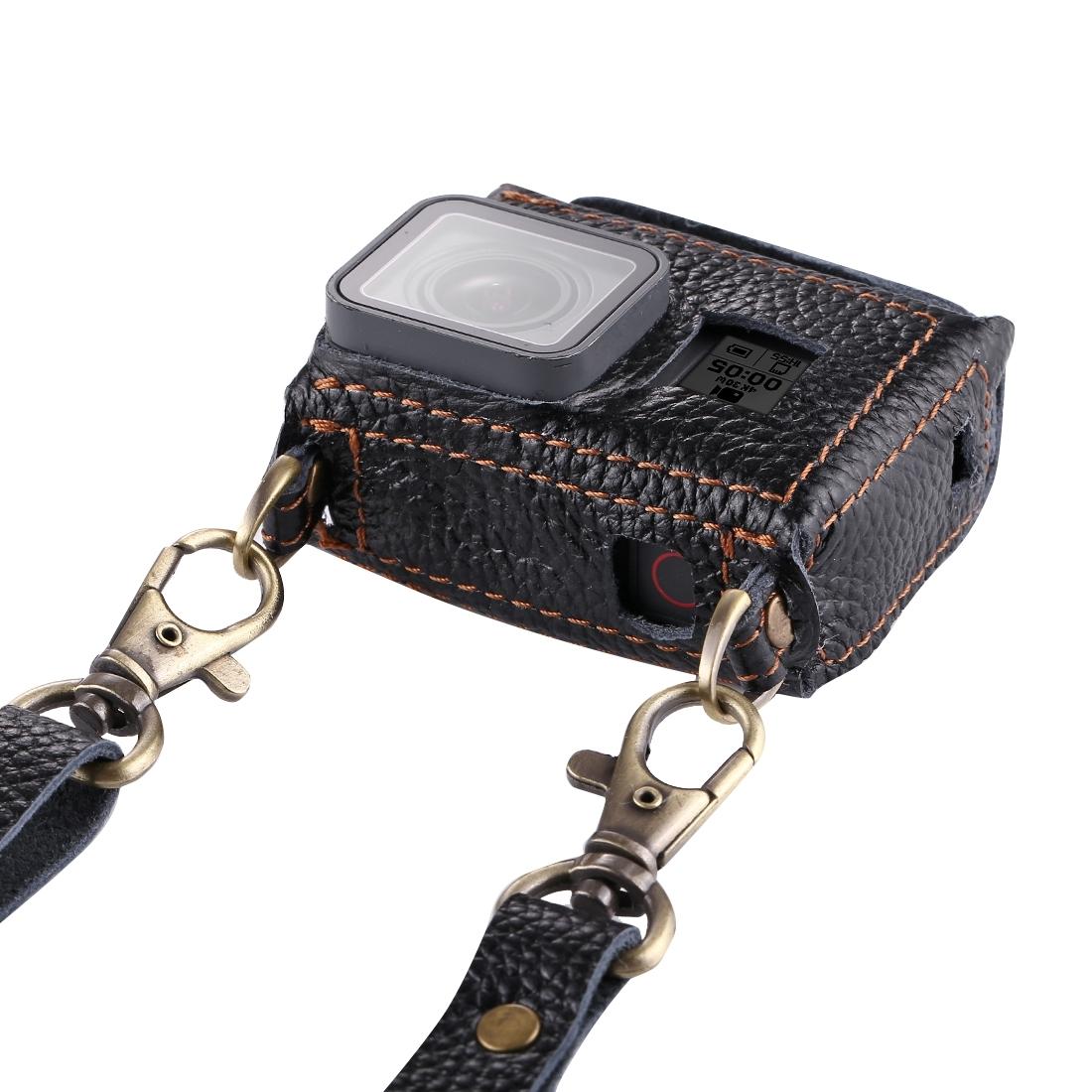 Genuine Leather Housing Case for Gopro Hero7 / 6 / 5 with Neck Strap and 52mm Uv Lens