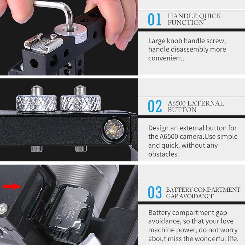 Camera Stabilizer Cage - Black for Sony A6000 / A6300 / A6500 / A6400