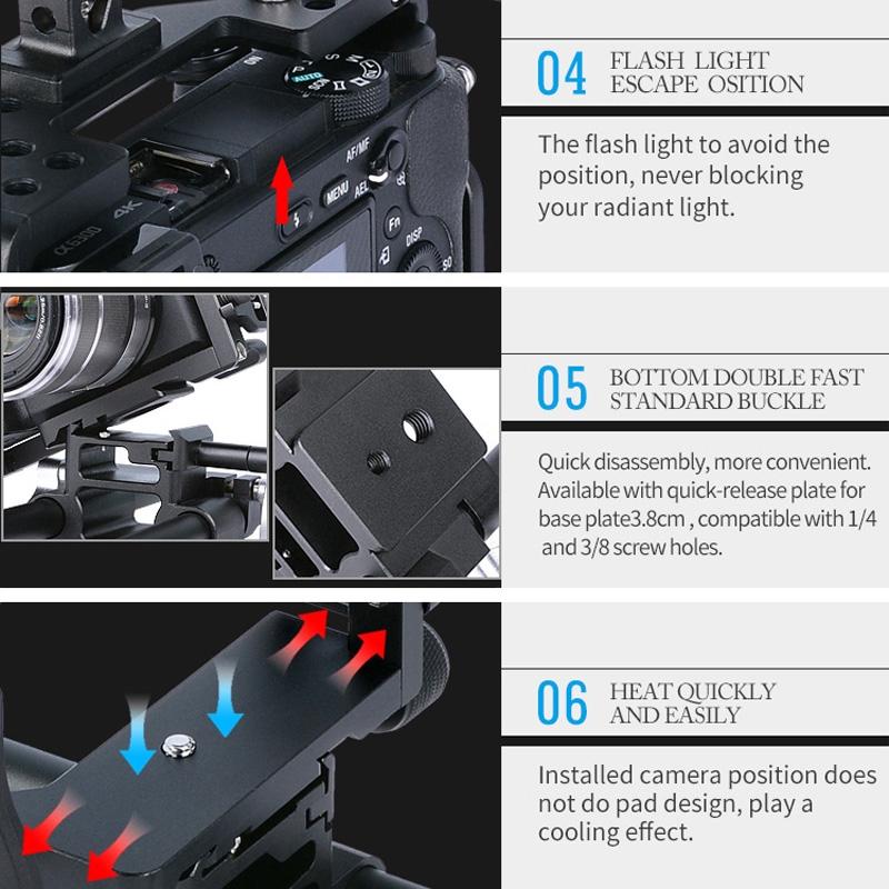 Camera Stabilizer Cage - Black for Sony A6000 / A6300 / A6500 / A6400