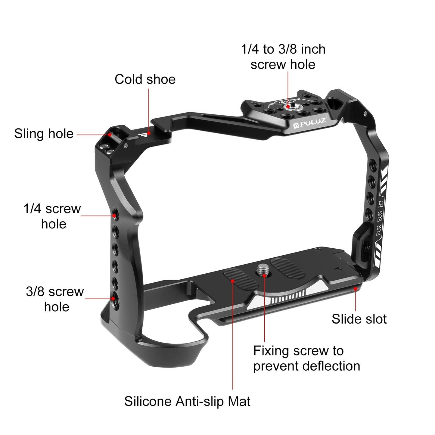 Metal Camera Cage For Canon Eos R7 Stabilizer Rig - Black