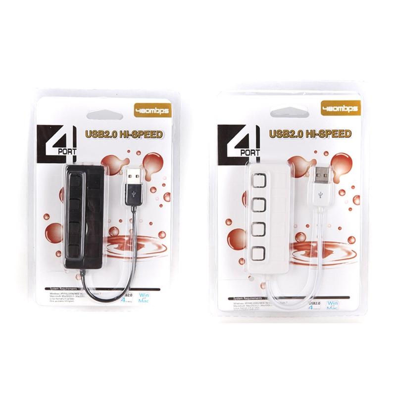 4-Port Usb 2.0 Hub With Switches - Black