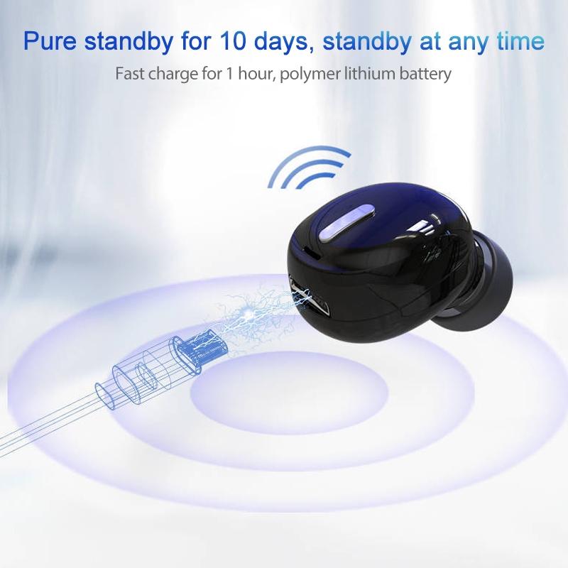 Mini In-ear Unilateral Bluetooth Earphone - X9 Wireless 5.0 - Black