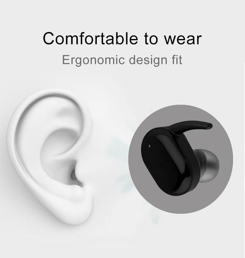 Waterproof Touch Wireless Bluetooth Earphones + Charging Box - Black