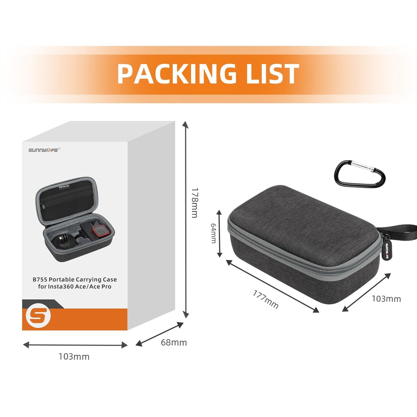 Portable Carrying Case for Insta360 Ace / Ace Pro - Mini Travel Organizer