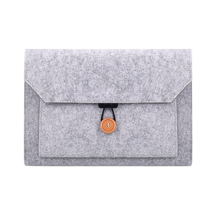 Versatile Felt Laptop Inner Bag with Button Closure - Black