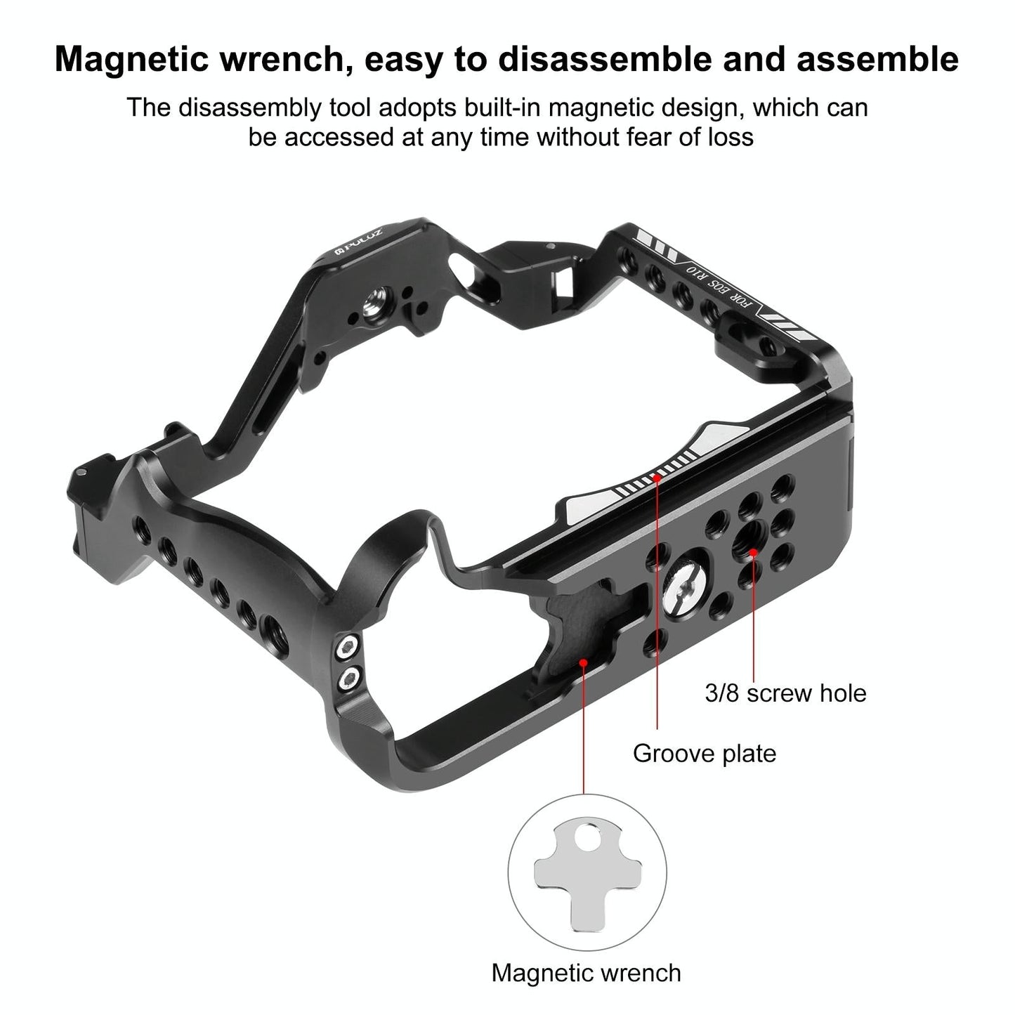 Metal Camera Cage For Canon Eos R10 Stabilizer Rig - Black