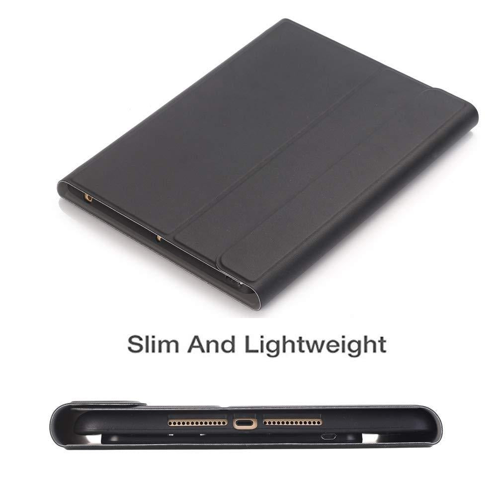 Bluetooth Keyboard & Leather Tablet Case For Ipad Pro / Air 9.7 With Detachable Design & Pencil Holder - Black
