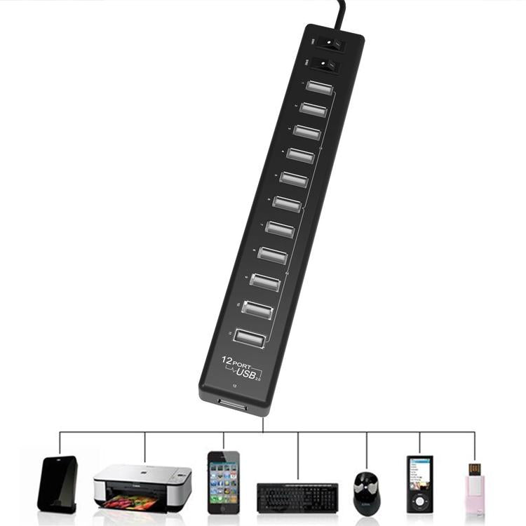 12-Port Usb 2.0 Hub For Laptops And Netbooks - Black