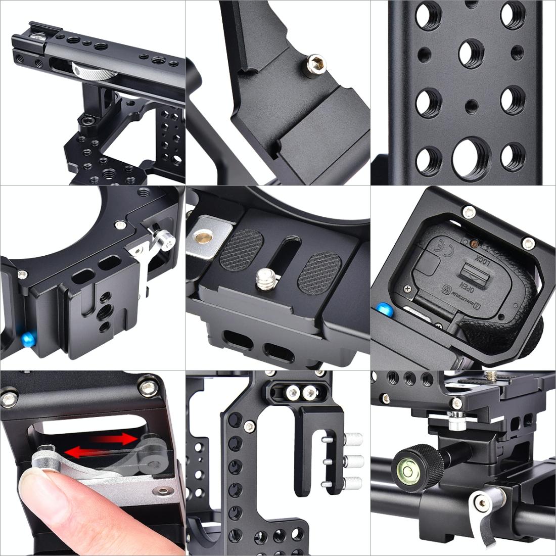 Handle Video Camera Cage Stabilizer For Sony A7K / A72 / A73 / A7S2 / A7R3 / A7R2 / A7X Black