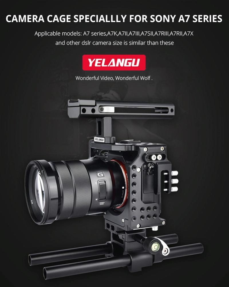 Handle Video Camera Cage Stabilizer For Sony A7K / A72 / A73 / A7S2 / A7R3 / A7R2 / A7X Black