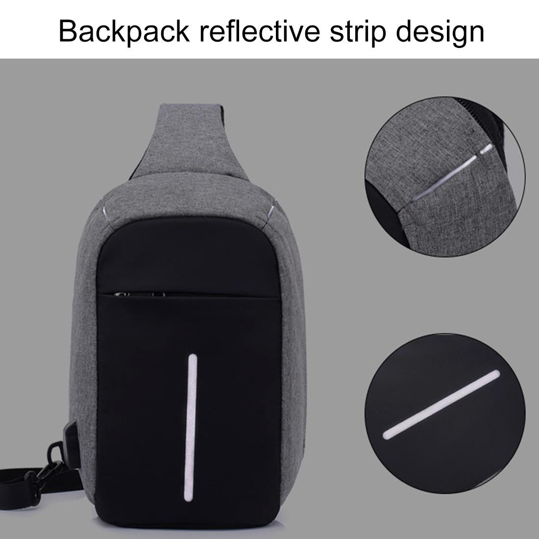 Portable Anti Theft Chest Bag With Usb Charging For Outdoor Sports Men / Women - Black