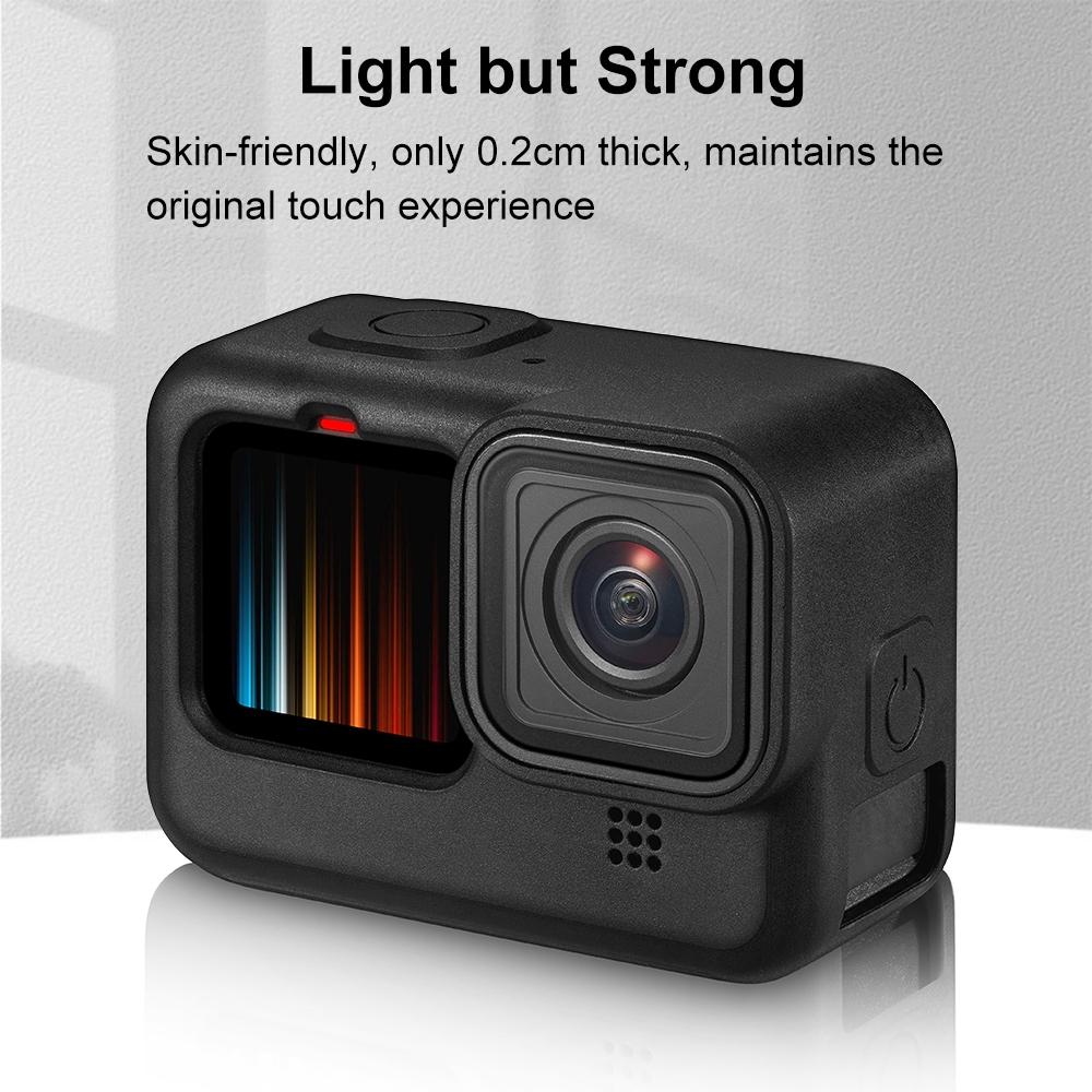 Silicone Case with Wrist Strap and Lens Cover for Gopro Hero 9-12 - Black