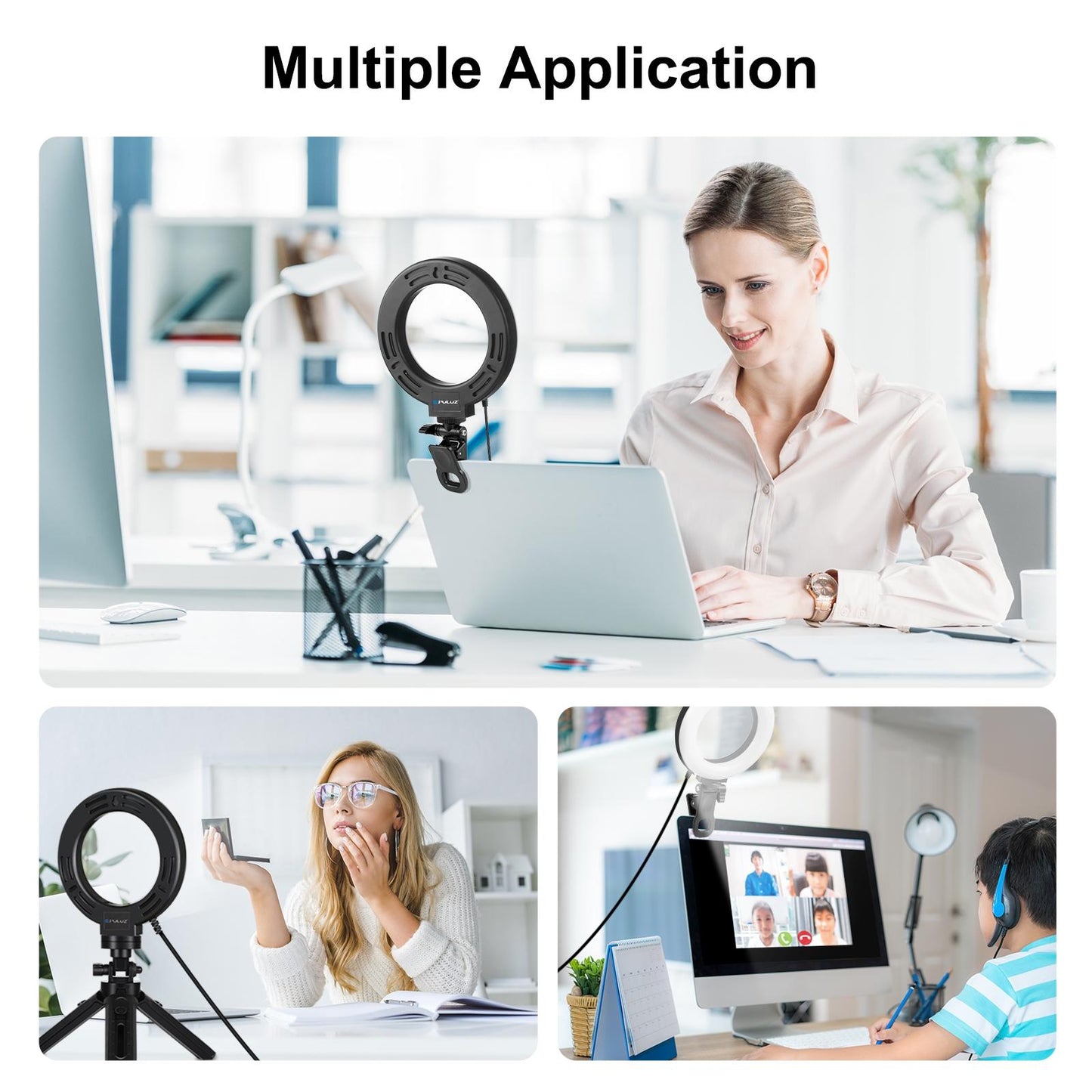 6.2 Dual-colour Ring Light with Usb 3 Modes Monitor Clip - Black