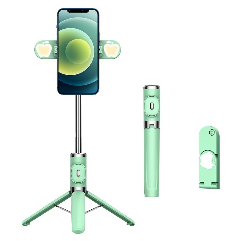 Bluetooth Remote Selfie Stick with Dual Fill Light and Tripod - Black
