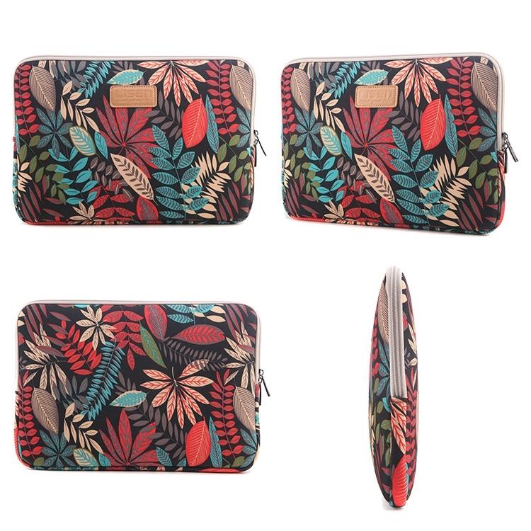 Colourful Leaves Sleeve Case Briefcase with Zipper - Black