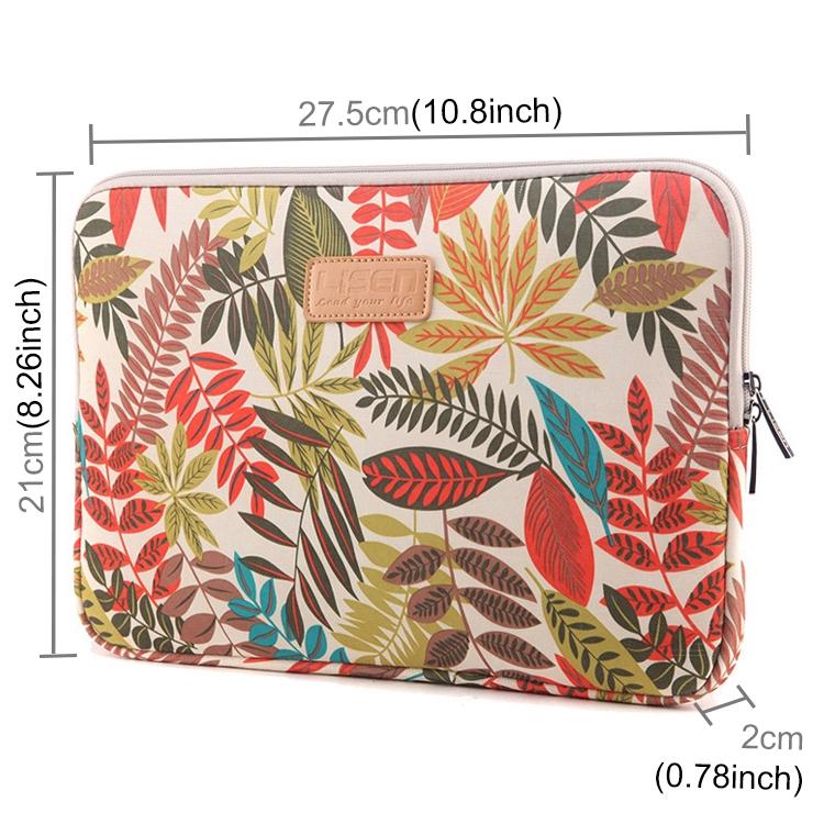 Sleeve Case Colourful Leaves Zipper Briefcase Carrying Bag - Black