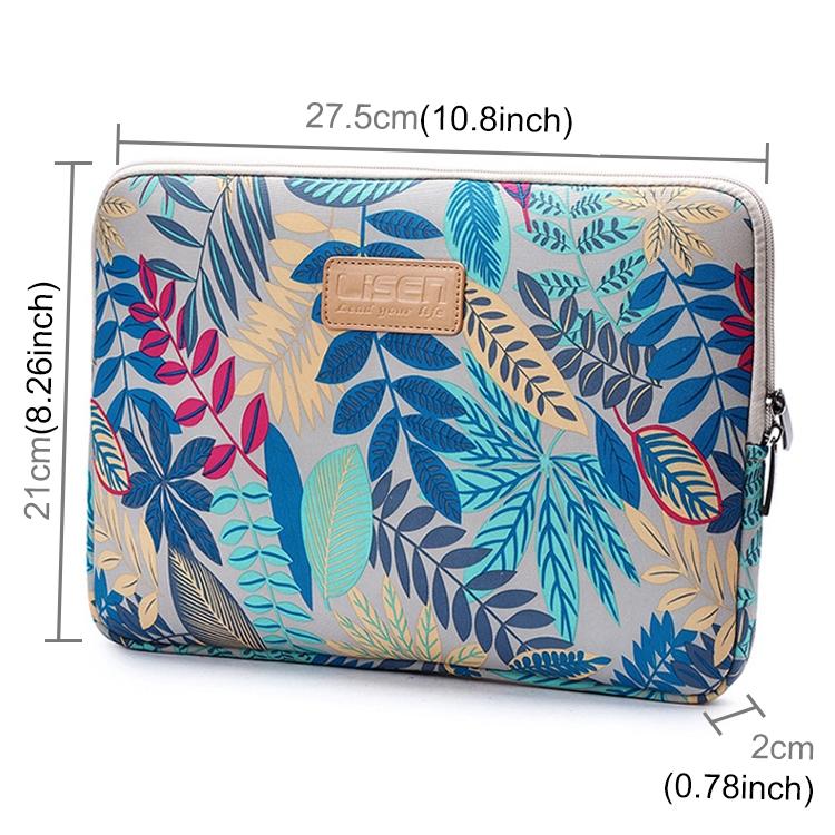 Sleeve Case Colourful Leaves Zipper Briefcase Carrying Bag - Black