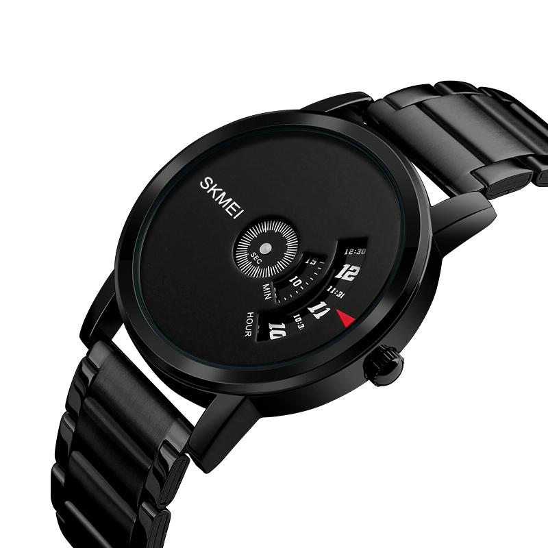 Stylish 30m Waterproof Quartz Watch with Stainless Steel Band - Silver + Black