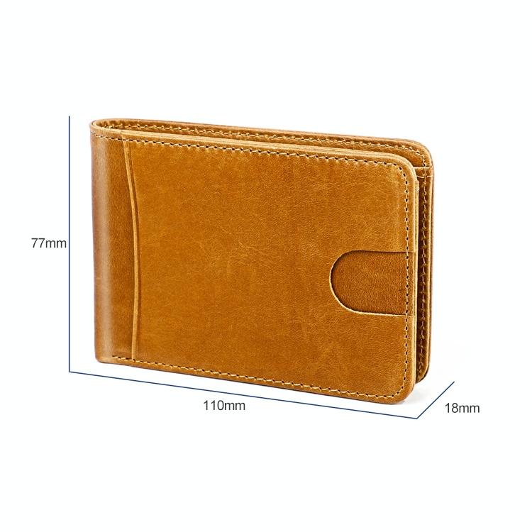 Leather Rfid Billfold Wallet - Mini Size - Yellowish-Brown