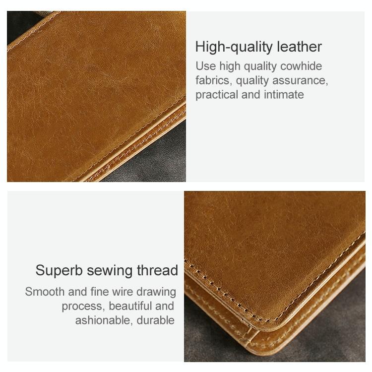 Leather Rfid Billfold Wallet - Mini Size - Yellowish-Brown