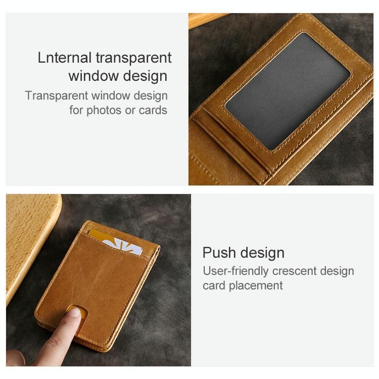 Leather Rfid Billfold Wallet - Mini Size - Yellowish-Brown