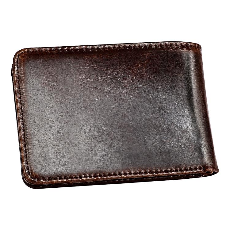 Leather Rfid Billfold Wallet - Mini Size - Yellowish-Brown
