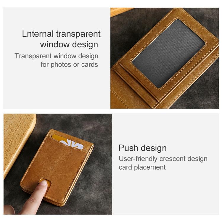 Leather Rfid Billfold Wallet - Mini Size - Yellowish-Brown