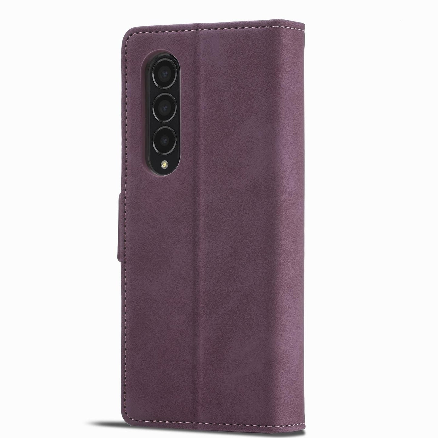 Leather Dual Side Buckle Phone Cover for Samsung Galaxy z Fold 4 - Wine Red