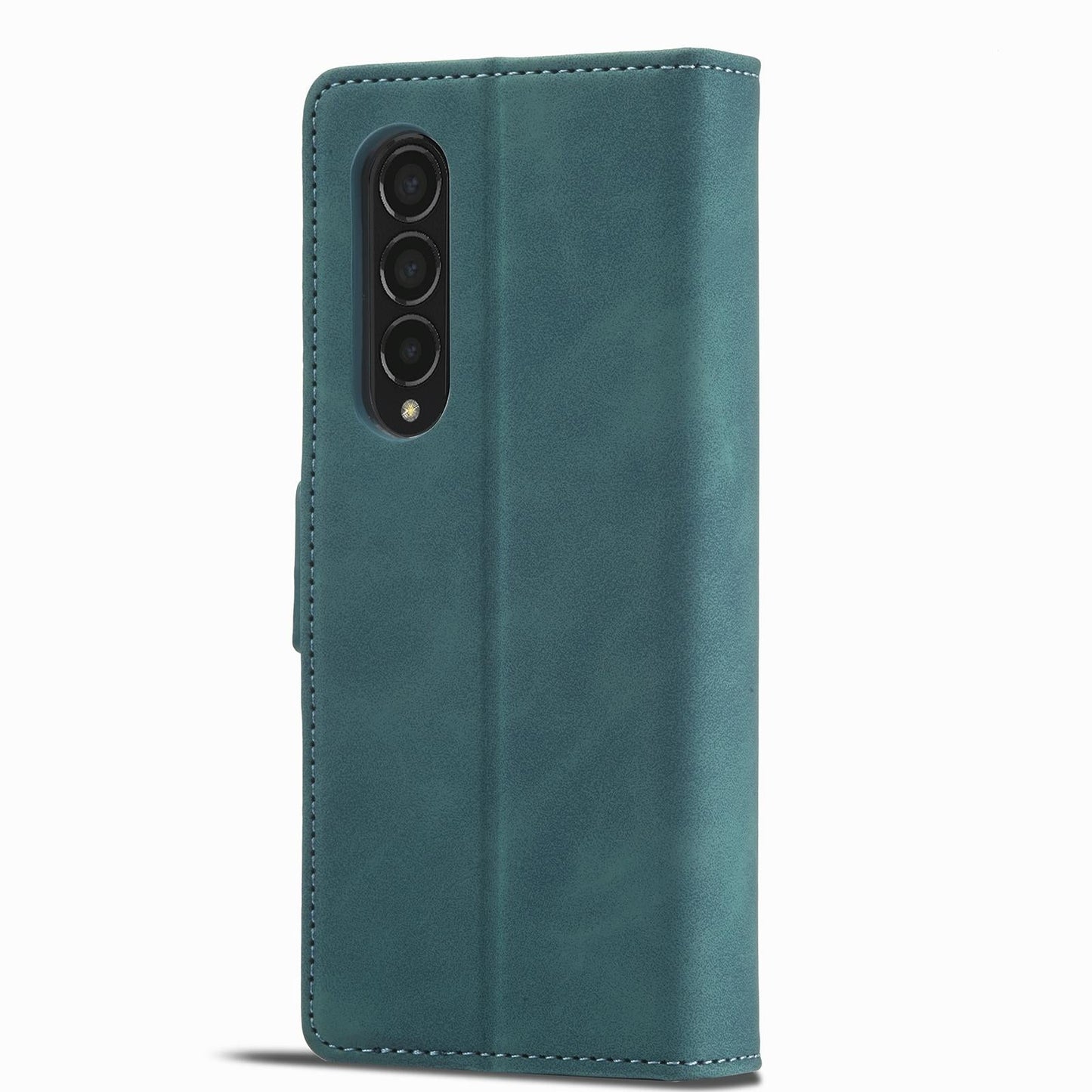 Leather Dual Side Buckle Phone Cover for Samsung Galaxy z Fold 4 - Wine Red