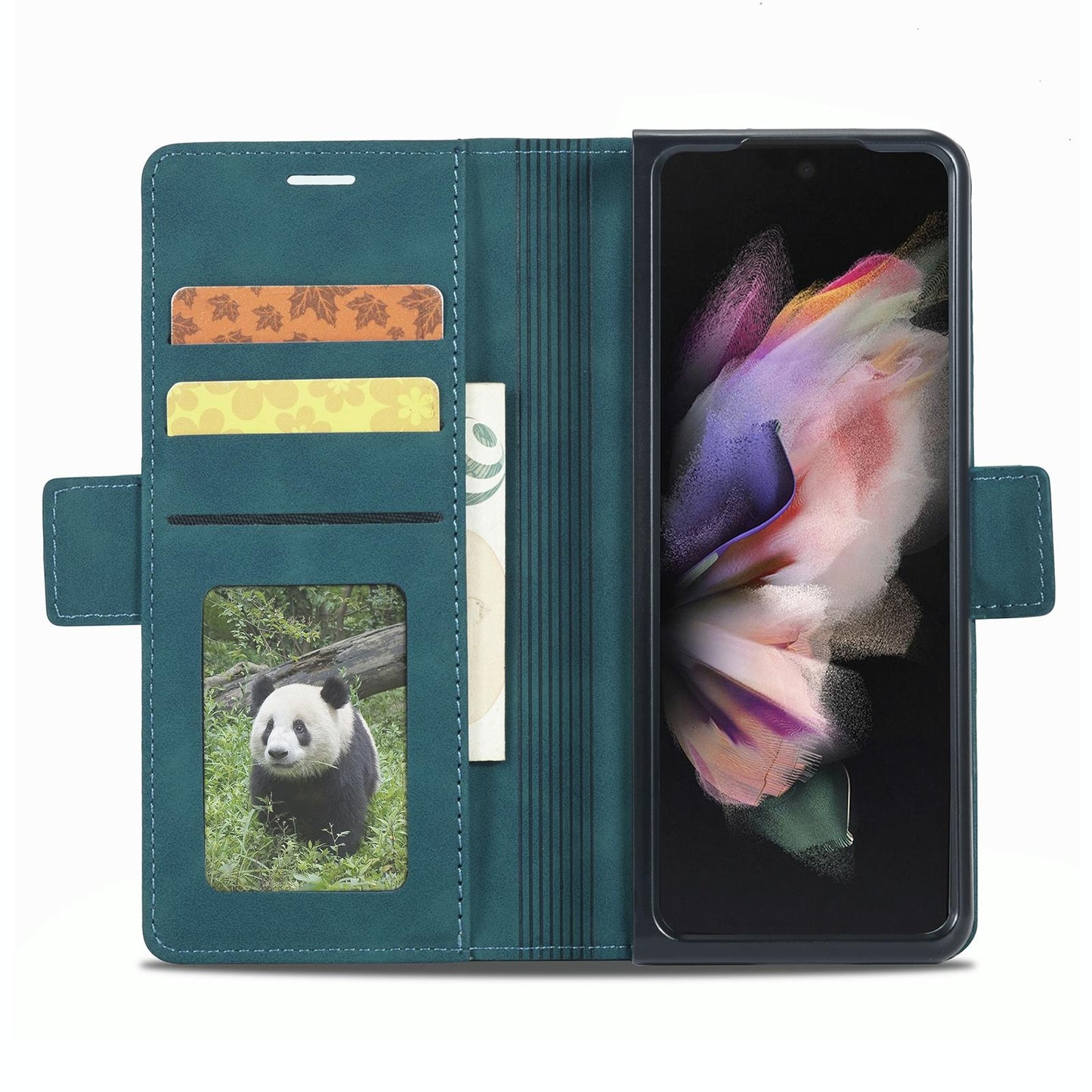 Leather Dual Side Buckle Phone Cover for Samsung Galaxy z Fold 4 - Wine Red