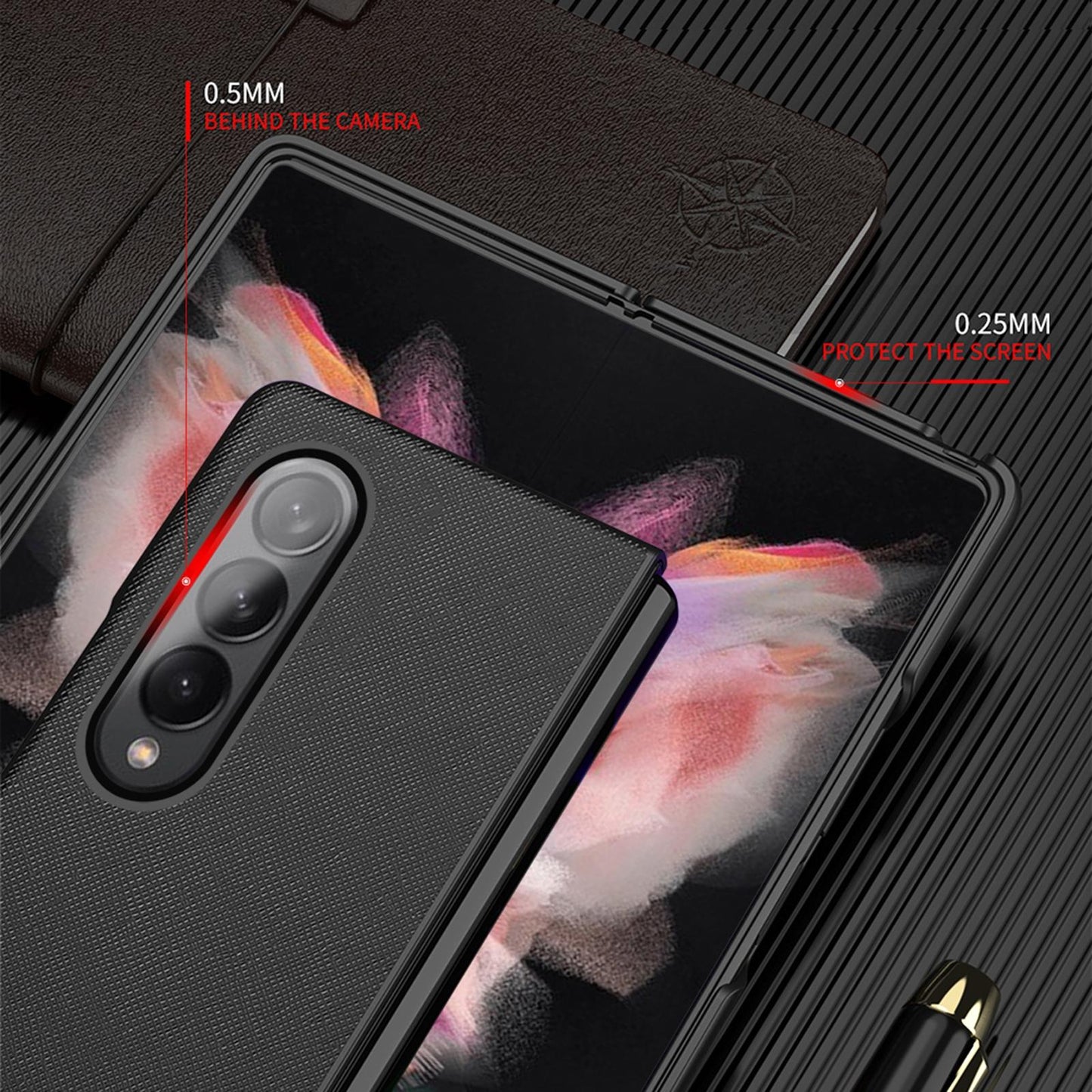 Foldable Cross Pattern Phone Case for Samsung Galaxy z Fold 4 / 5g - Foldable Design - Red