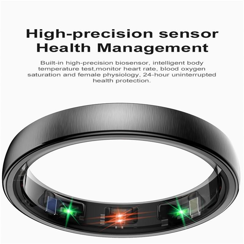 Smart Ring Heart Rate Blood Oxygen Sleep Sports Size 7 - Silver