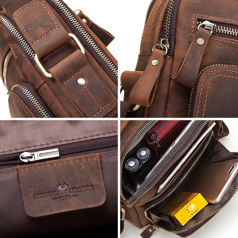 Leather Men Shoulder Bag Mh573 - Brown