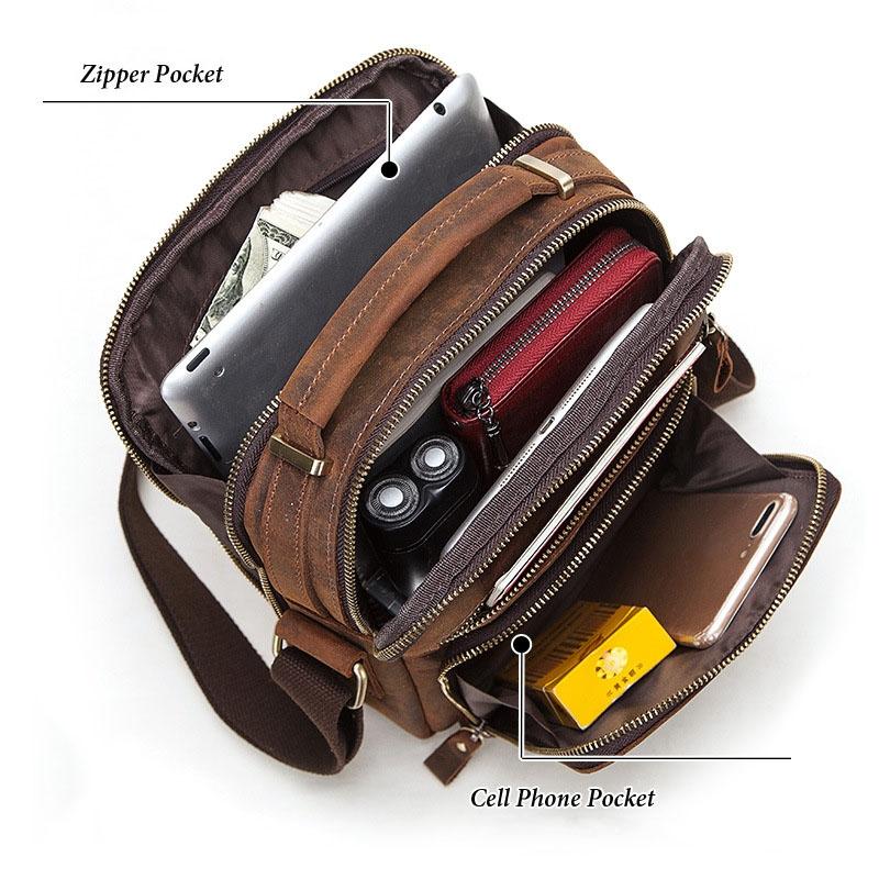 Leather Men Shoulder Bag Mh573 - Brown
