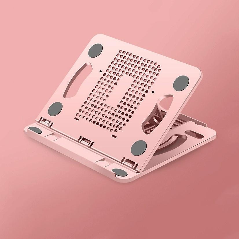 Adjustable Laptop Cooling Stand - Foldable Design - Pink