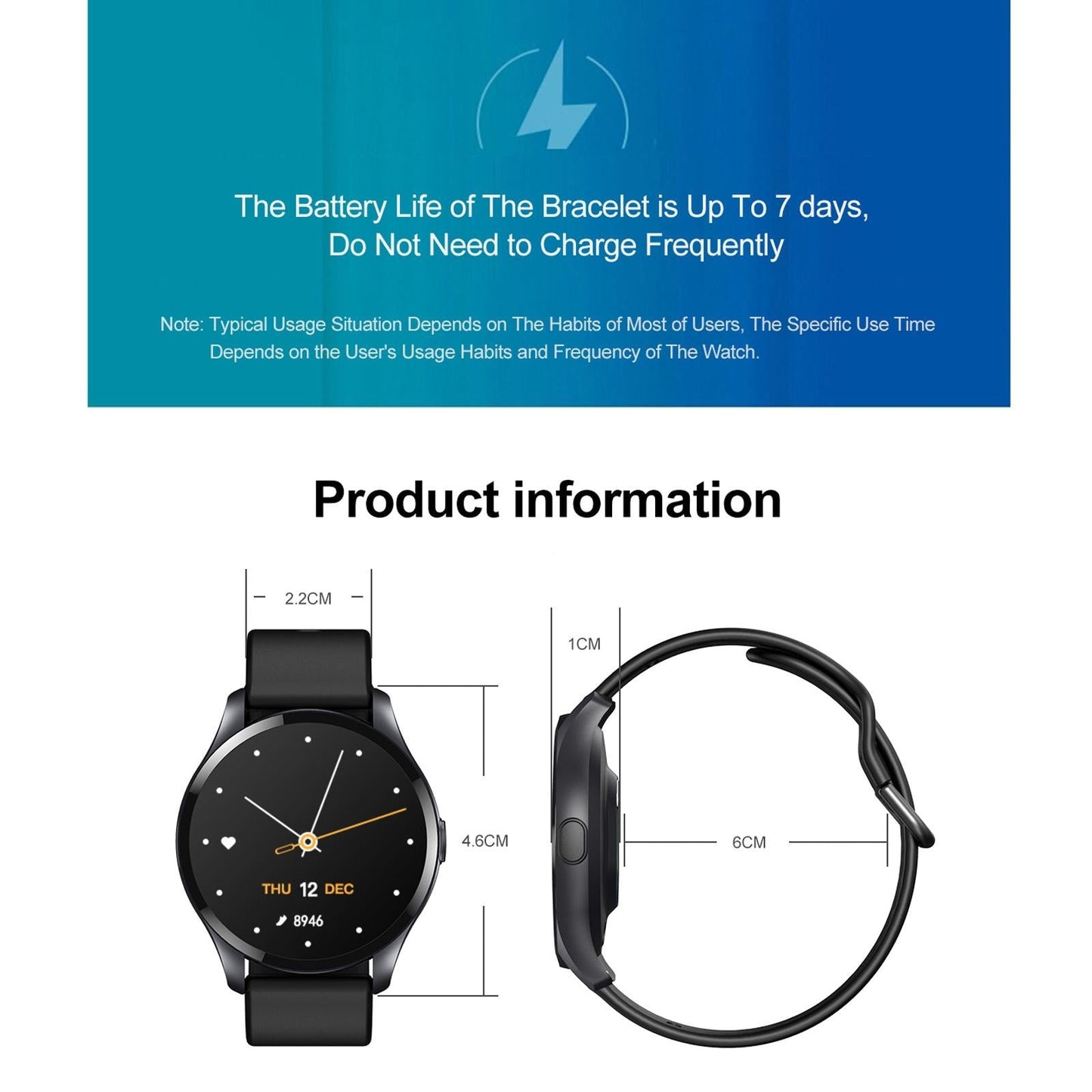 1.28 Inch Tft Colour Screen Ip67 Waterproof Smart Watch Support Body Temperature Monitoring / Sleep Monitoring / Heart Rate Monitoring - Black