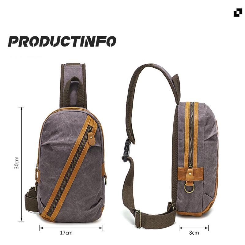 Canvas & Leather Men Chest Bag Crossbody & Waist Bag Combo - Khaki