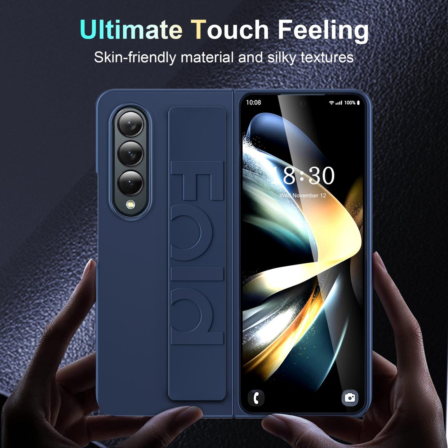 Silicone Wristband Foldable Phone Case for Samsung Galaxy z Fold 4 - Matte Clear