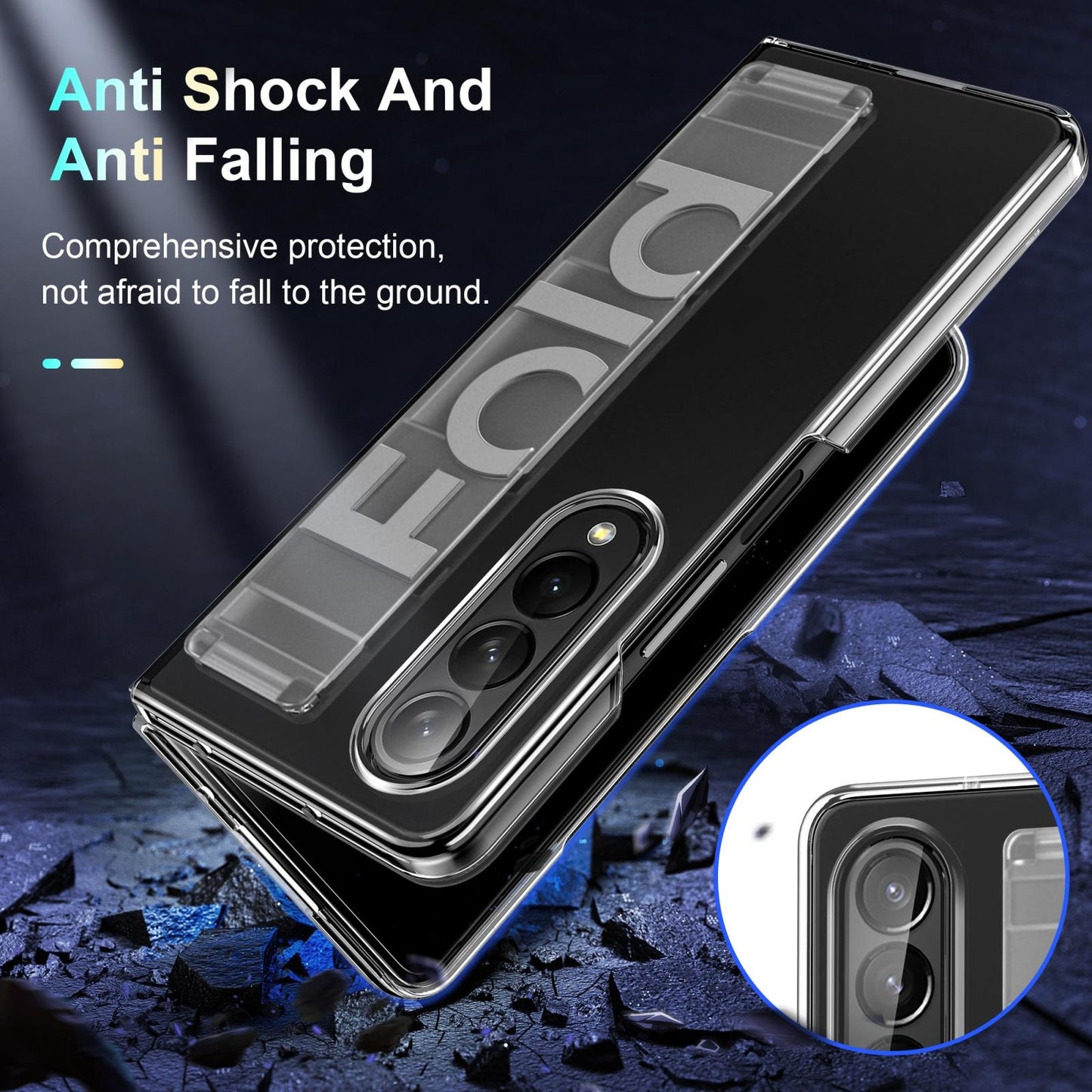 Silicone Wristband Foldable Phone Case for Samsung Galaxy z Fold 4 - Matte Clear