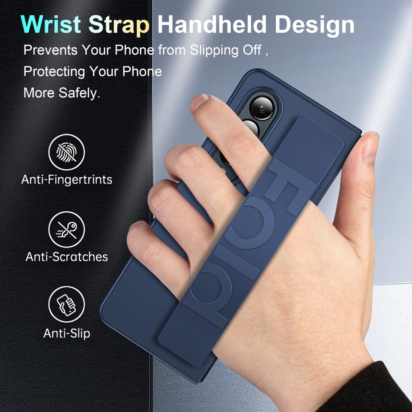 Silicone Wristband Foldable Phone Case for Samsung Galaxy z Fold 4 - Matte Clear