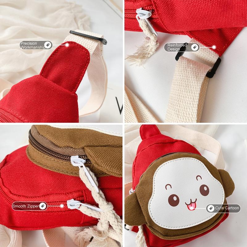 Adorable Monkey Crossbody Bag For Kids - Pink