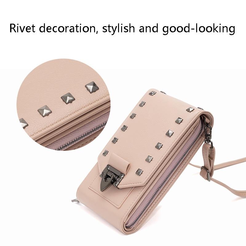 Diamond Rivet Shoulder Bag For Mobile Phones - Black