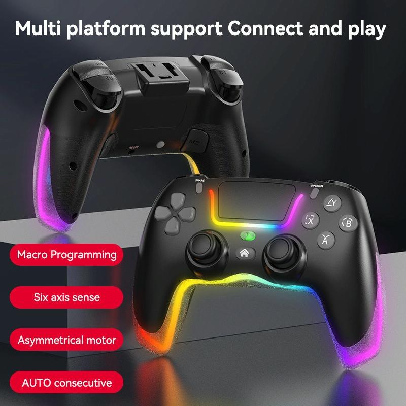 Wireless Bluetooth Grip for Ps4 with Dazzling Colour Light - White