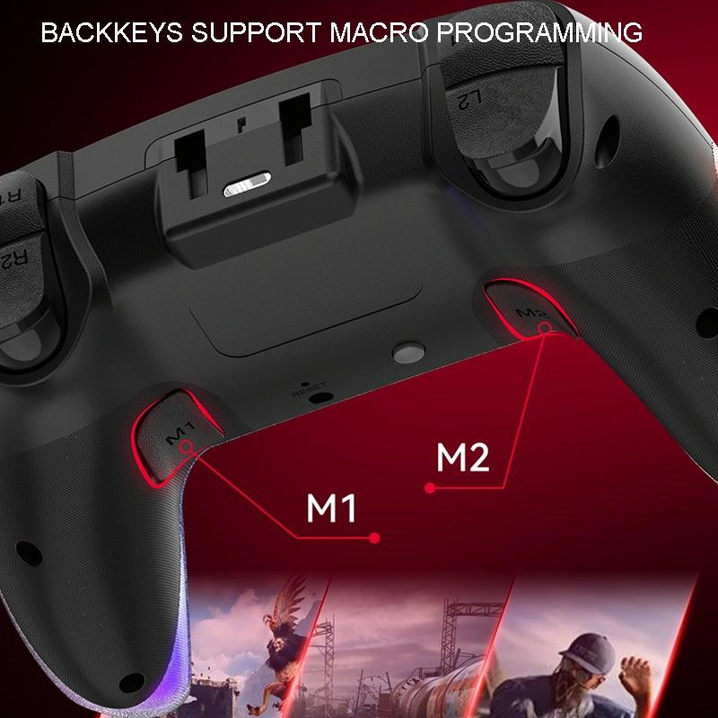 Wireless Bluetooth Grip for Ps4 with Dazzling Colour Light - White