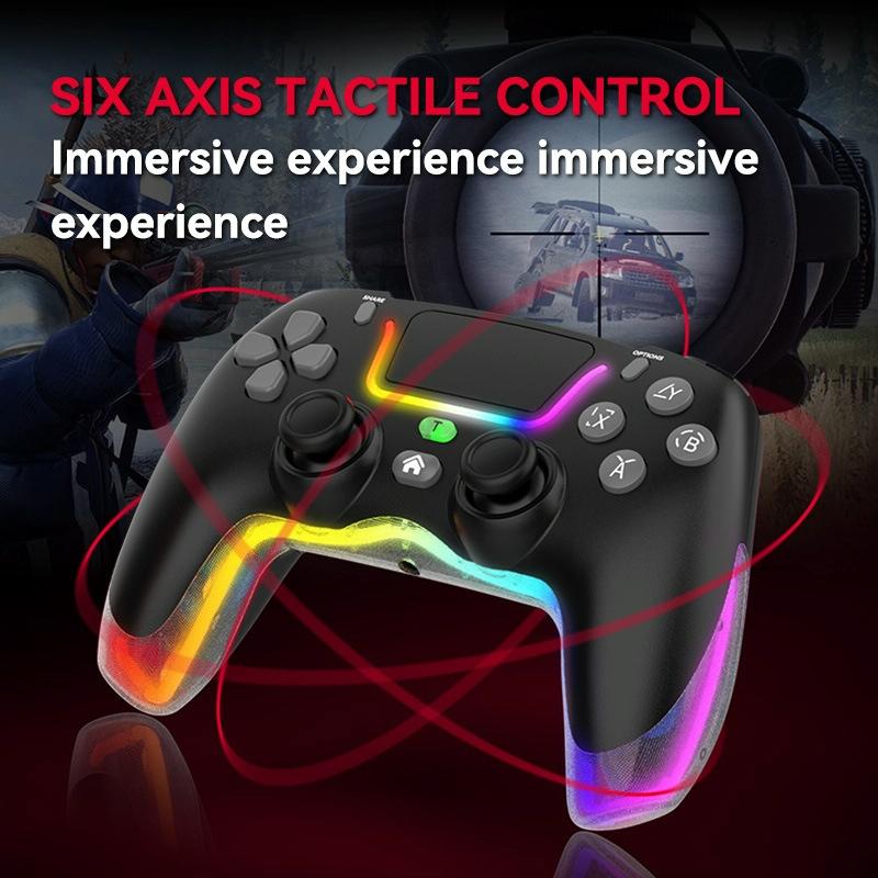 Wireless Bluetooth Grip for Ps4 with Dazzling Colour Light - White