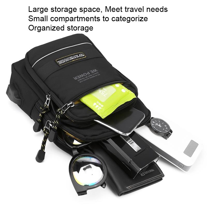 USB Chest Outdoor Shoulder Messenger Bag For Men With Charging Port - Royal Blue