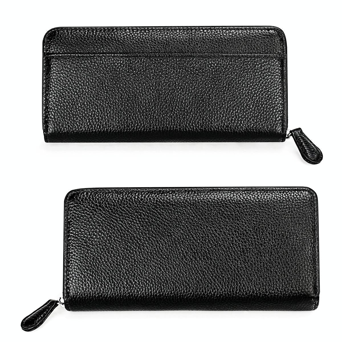 Stylish Rfid Clutch with Zipper - Lychee Texture - Purple
