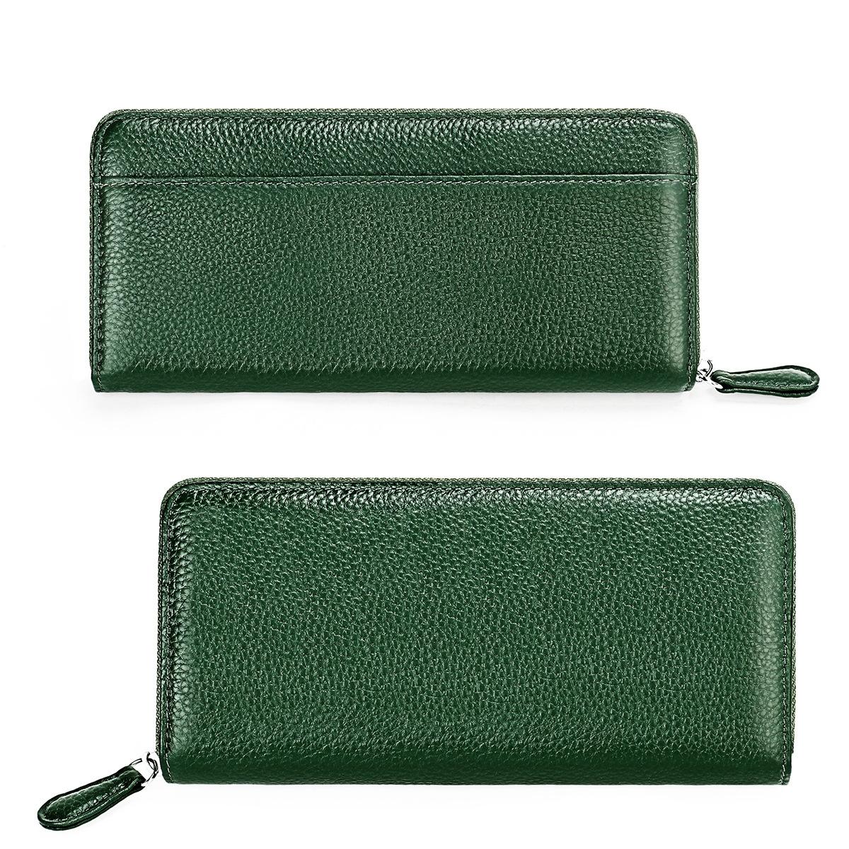 Stylish Rfid Clutch with Zipper - Lychee Texture - Purple