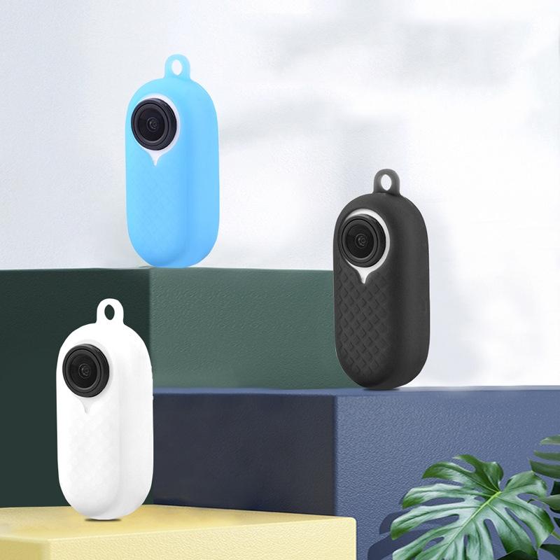 Silicone Camera Case Set with Lanyard for Insta360 Go2 - Blue