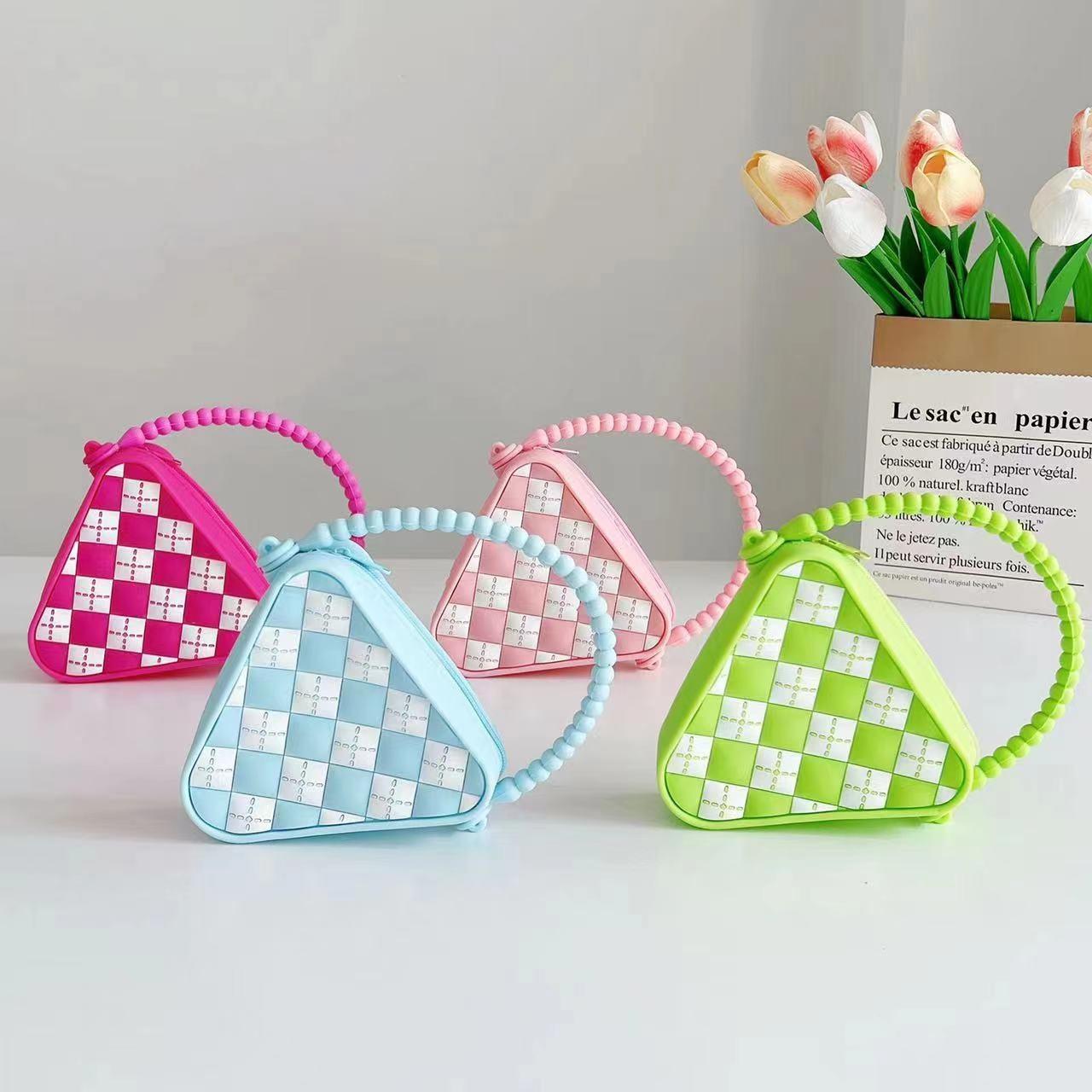 Mini Diamond Shaped Silicone Shoulder Bag - Blue